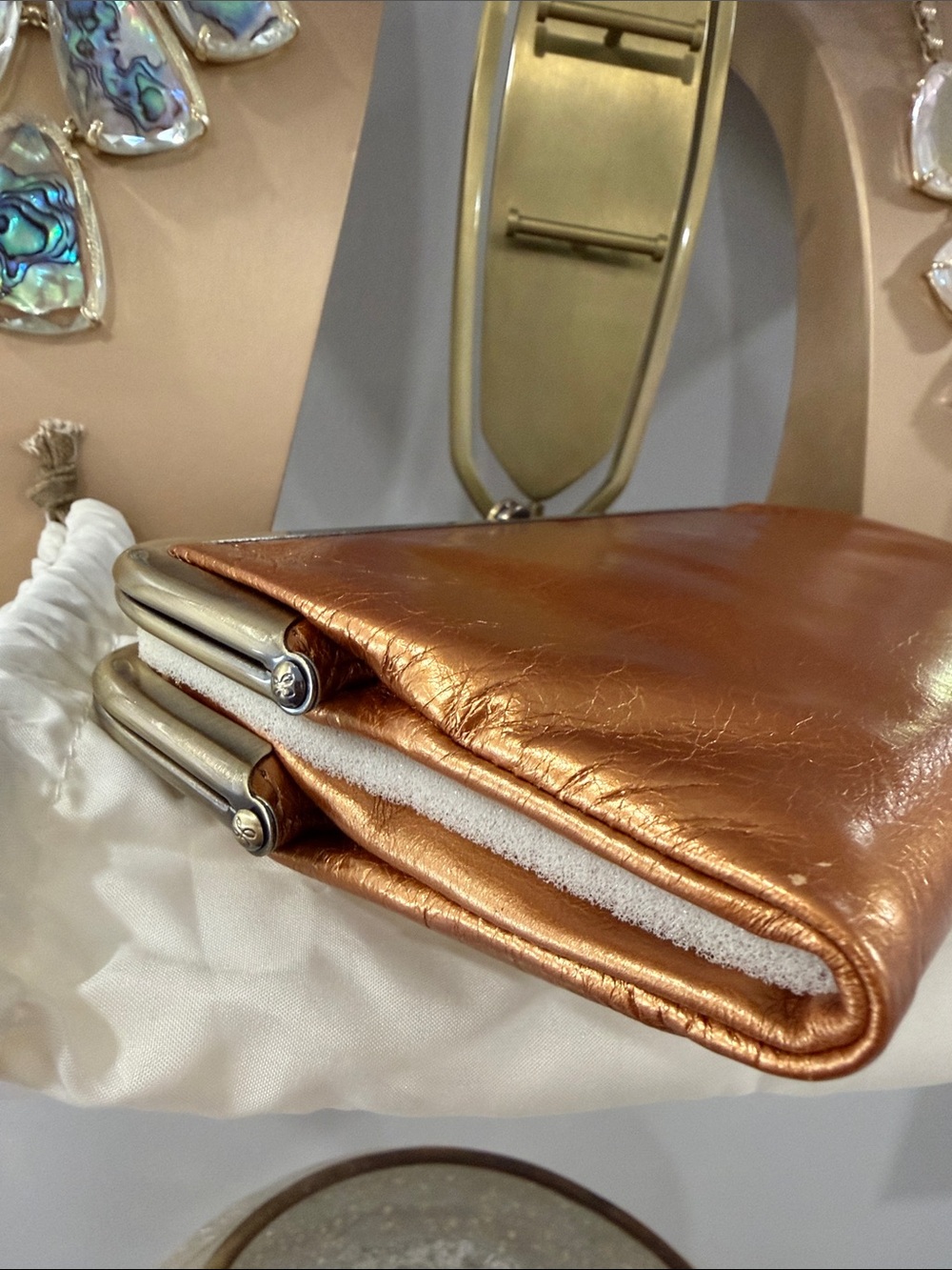 Hobo Lauren Clutch Wallet - New - Metallic Penny - Picture 7 of 17